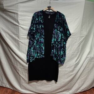 Floral Velvet Open-Front Kimono